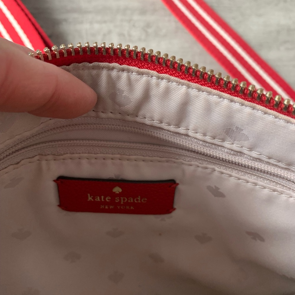 Kate Spade Red Crossbody Bag with Striped Strap~ Like New!! “Rosie” - Picture 3 of 6